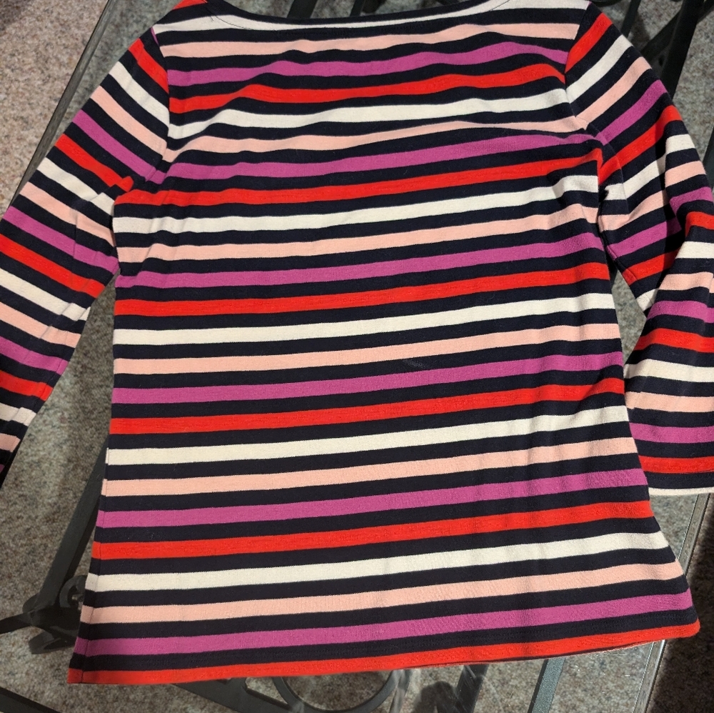 Cotton 3/4 sleeve striped top